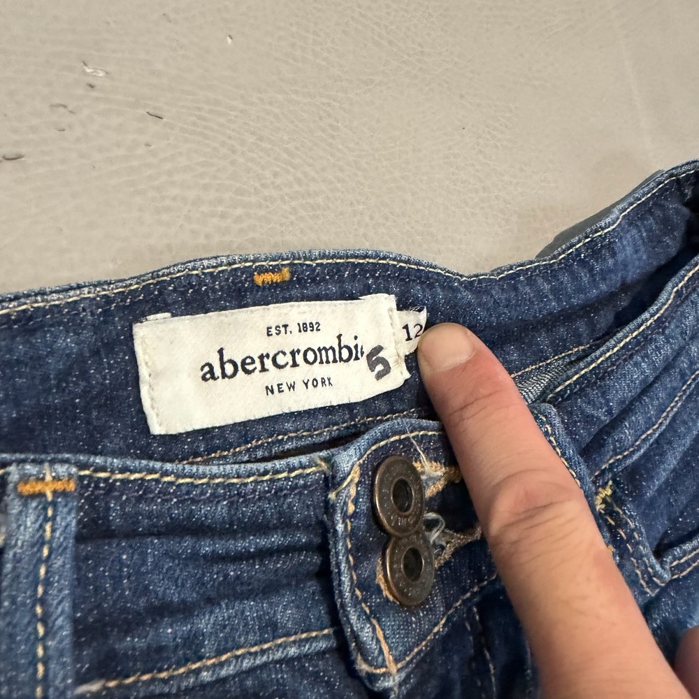 Abercrombie Kids Dark Wash Low Rise Micro Mini Y2K Denim Booty Short-00/24-6631 - Picture 2 of 8